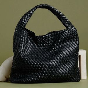 Melie Bianco Black Woven Shoulder Bag